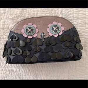 kate spade leather medium dome cosmetic bag “nightcap owl”